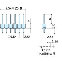 廣杉計器 回路切替端子 ピン(角ピン) 2.54mピッチ ストレート(1列) JTS-2502 1セット(50個)（直送品）