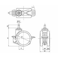 岡本工機 医療機器用デザインキャスター 双輪φ125 ねじ式M12 自在ストッパー付き 前後ダブルペダル 4.TTA.DP3 1個（直送品）