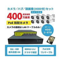 400万画素NVRーPoE有線タイプ カメラ8台 録画機(2TB)モニター付き 防犯カメラセット SEC-N-8M-16L-2T 1セット（直送品）