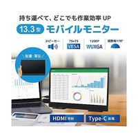 ブロードウォッチ 13.3インチ液晶モバイルモニター 解像度1920×1080 スピーカー内蔵 LCD-H133 1個 69-8714-18（直送品）