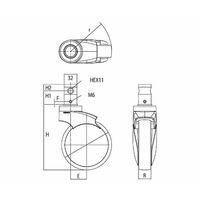 岡本工機 医療機器用デザインキャスター 単輪φ125 ショートステム 2way 2.XRA0.PWA0 1個 64-3771-99（直送品）