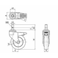 岡本工機 デザインキャスター 単輪φ100 ステム22×45 自在ストッパー付き H470.GFS100-C5 1個 64-3772-17（直送品）