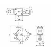 岡本工機 医療機器用デザインキャスター 双輪φ125 プレート式 自在ストッパー付き 前後ダブルペダル 4.TVC.DP3 1個（直送品）