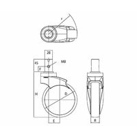 岡本工機 医療機器用デザインキャスター 単輪φ125 ステム28×45 自在 1.XNK0.PWO0 1個 64-3772-10（直送品）