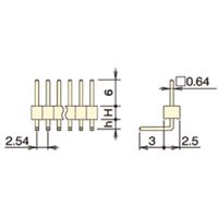 PBT製品 ピンヘッダー ピン(角ピン) 2.54mmピッチ ライトアングル(1列) PSR-410156-21 1セット(10個)（直送品）