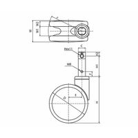 岡本工機 医療機器用デザインキャスター 双輪φ150 ロングステム 3way 4.SNA.DQB 1個 64-3771-92（直送品）