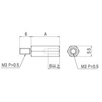 サトーパーツ 六角メタルスペーサー M3用 オスメス 30mm * 1個 63-3036-43（直送品）