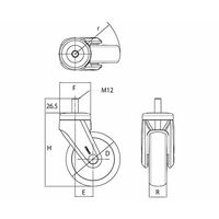 岡本工機 医療機器用デザインキャスター 単輪φ100 ねじ式M12 自在 1.CAN0.NDA0 1個 64-3772-08（直送品）