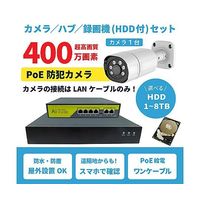 400万画素NVRーPoE有線タイプ カメラ1台 録画機(4TB)モニターなし 防犯カメラセット SEC-N-1M-4T 1セット（直送品）