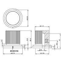 サトーパーツ つまみ Φ23 シルバー(アルミ) 指示線あり シャフト径Φ6用 63-3146-78 1個（直送品）