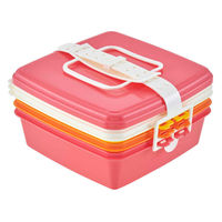 T-WORLD お弁当箱 ピクニックケース 3段×2500ml ピンク 416034 1個（直送品）