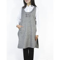 ノアファミリー エプロン サイドリボン チュニックタイプ フルエプロン 刺繍 ブラック 476648 1個（直送品）