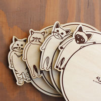 ヤマト工芸 コースター 木製 ねこ 合板 コップ敷き 日本製 メインクーン 292860 1個（直送品）