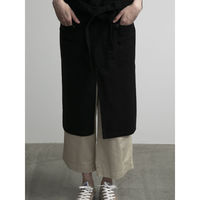 ウェーブ エプロン 綿100% スリットラップエプロン ポケット付き COCOWALK ブラック 399388 1個（直送品）