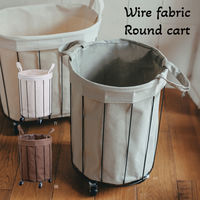アビテ バスケット ワイヤーファブリック ラウンドカート キャスター付き かご アイボリー 471777 1個（直送品）
