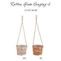 アビテ 花瓶 ラタン ガラスハンギング L ホワイト 479096 1個（直送品）