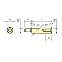 廣杉計器 ステンレス スペーサー(六角) BSU-306 1セット(50個)（直送品）
