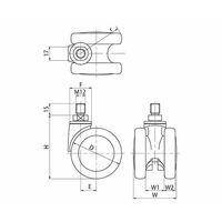 岡本工機 医療機器用デザインキャスター 双輪φ65 ねじ式M12 自在 3.RQS.DGA 1個 64-3772-02（直送品）