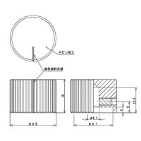 サトーパーツ つまみ Φ25 シルバー(アルミ) 指示線あり シャフト径Φ6用 K-5440 1個 63-3146-92（直送品）