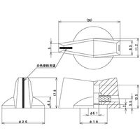 サトーパーツ つまみ Φ25 黒 指示線あり シャフト径Φ6用 K-5010 1個 63-3170-35（直送品）