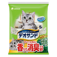 デオサンド オシッコのあとに香りで消臭する砂 ナチュラルグリーン 5L 12袋（4袋×3箱）猫砂