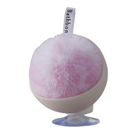 洗面台用スポンジ バスボンくん 洗面台スッキリポンポン抗菌ケース付 ピンク 幅約90×高さ約100×奥行約90mm 山崎産業