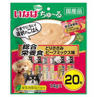 いなば ちゅーる 犬 とりささみ ビーフミックス味 総合栄養食 国産（14g×20本）2袋 ちゅ～る ドッグフード 犬用 ウェット おやつ