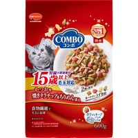 コンボ キャットフード 15歳以上 毛玉対応 かつお味・焼きタラ・ちりめん添え 国産 600g（120g×5袋）3袋