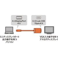 サンワサプライ ミニDisplayPort-VGA変換ケーブル 1m KC-MDPVA10 1本