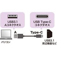 サンワサプライ USB3.1 Gen2 Type C-Aケーブル(ブラック・0.5m) KU31-CA05 1本