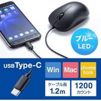 有線マウス　3ボタン　中型サイズ　ブルーLED　MA-BLC194BK　サンワサプライ　1個（直送品）