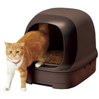 ニャンとも清潔トイレ 猫 トイレ 本体セット ドームタイプ ブラウン フードカバー 猫用システムトイレ エステー