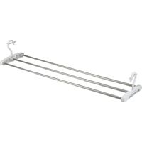 伸縮 竿掛け バスタオル 洗濯ハンガー ステンレス製 1個 レック(W00036)