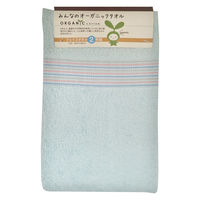 フェイスタオル オーガニックコットン ブルー（青） 約34×80cm 2枚セット 林