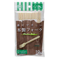森にやさしい木製フォーク 1セット（10本入×3袋） 約15.8cm 使い捨て FSC認証 SD-910 ストリックスデザイン
