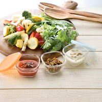 HARIO（ハリオ） 耐熱ガラス製保存容器 ミニ角小鉢 シリコーンフタ 1セット（3個入） MKK-SI-2024 日本製