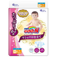 グーン おむつ テープ M（6kg～11kg） 1セット（62枚入×2パック） はじめての肌着 マシュマロ仕立て 大王製紙