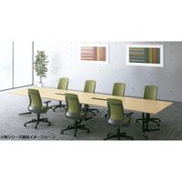 【組立設置込】プラス WX-J3 スクエアテーブル 配線口付 抗菌 幅2400×奥行1200×高さ720mm Pウォルナット×P×銀 1台（直送品）