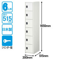 エムテックス ジョイントスチール組立式ロッカー シリンダー錠 1連6段6人用 ホワイト 幅300×奥行515×高さ1650mm 1台 日本製 組立（わけあり品）