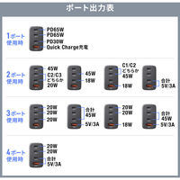 サンワサプライ  USB PD対応AC充電器（PD65W・C×3＋A×1） ACA-PD107BK（直送品）