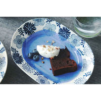 アイトー プレート オーバル 21cm M ガーデン 陶器 青 449231 1個（直送品）