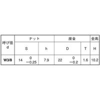 SUNCO クロメート 皿バネナット 3/8(14X22 (200本入) N0-00-0262-8030-0000-02 1箱(200本)（直送品）