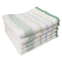 林 フェイスタオル　消臭加工ライブボーダー　グリーン（緑）　1セット25枚（同色5枚×5パック）