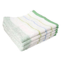 林 ウォッシュタオル　消臭加工ライブボーダー　グリーン（緑）　1セット25枚（同色5枚×5パック）