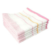 林 ウォッシュタオル　消臭加工ライブボーダー　ピンク（桃）　1セット25枚（同色5枚×5パック）