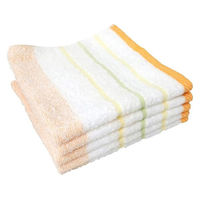 林 ウォッシュタオル　消臭加工ライブボーダー　イエロー（黄）　1セット25枚（同色5枚×5パック）