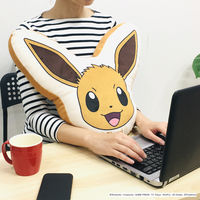 MORIPiLO ポケモン クッション(イーブイ もちもちフェイスクッション) グッズ ダイカット ブラウン 約25x30cm かわいい