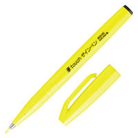 ぺんてる カラー筆ペン 筆タッチサインペン Neon Color 蛍光イエロー SES15C-FG 1セット（1本×10）