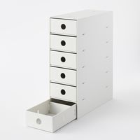 無印良品 再生ポリプロピレン入り小物収納ボックス６段 ホワイトグレー 約幅１１×奥行２４．５×高さ３２ｃｍ 良品計画