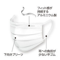 メディコムジャパン プロレーンマスク ホワイト PLE0002714　プリーツタイプ　使い捨て　不織布　1箱（50枚入）（わけあり品）